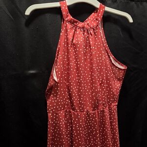 NWT Rockabilly Retro Cottagecore Halter Dress Polka Dot Pin-Up  OE OUGES SZ L
